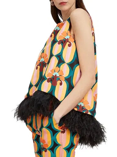 La DoubleJ Women's La Scala Top with Feathers - Arcturus Blue Petrol | Thumbnail 3