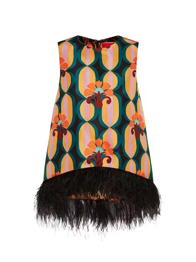 La DoubleJ Women's La Scala Top with Feathers - Arcturus Blue Petrol | Thumbnail 1