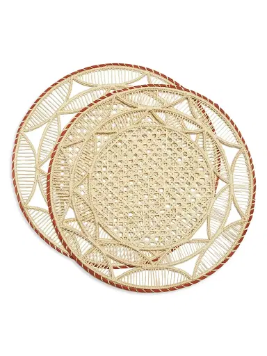 La DoubleJ Raffia Placemat Set of 2 - Sol Orange | Thumbnail 1