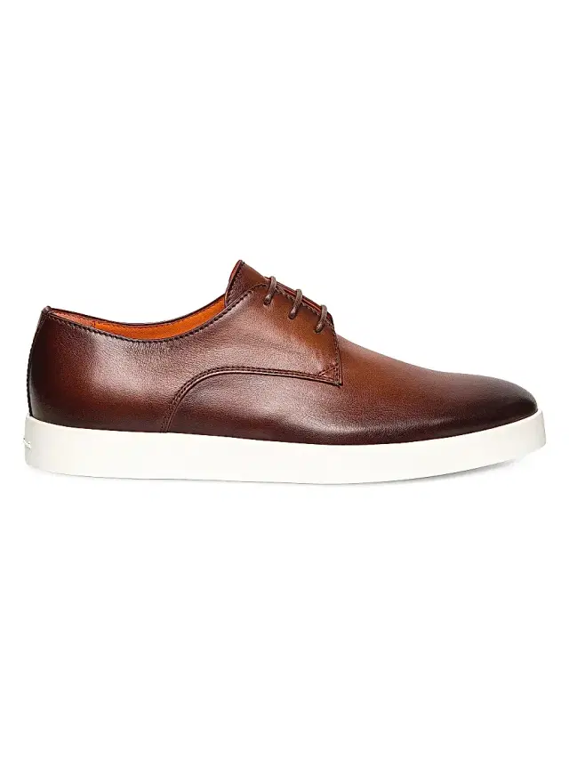 Men's Leather Lace-Up Oxfords - Brown