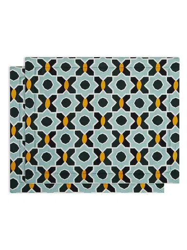 La DoubleJ Placemat Set of 2 (35 x 45) - Plaza Small Light Blue | Thumbnail 1 La DoubleJ Placemat Set of 2 (35 x 45) - Plaza Small Light Blue | Thumbnail 1
