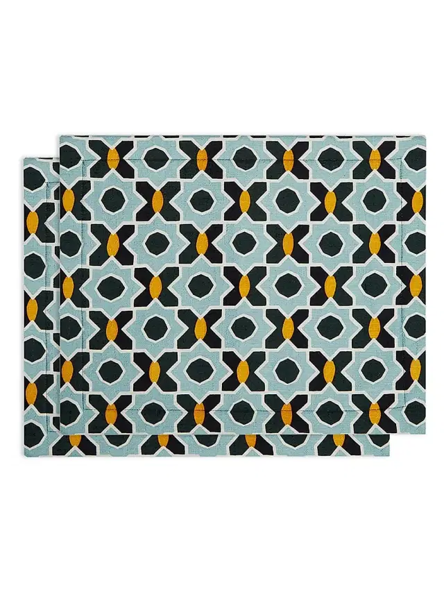 La DoubleJ Placemat Set of 2 (35 x 45) - Plaza Small Light Blue
