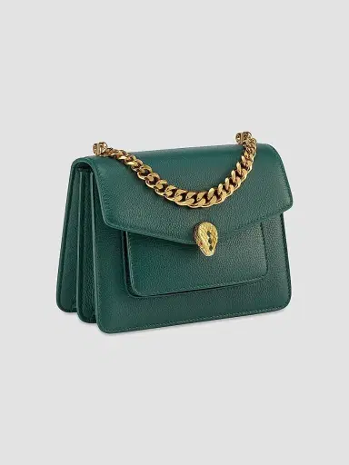 BVLGARI Women's Serpenti Maxi Chain Leather Shoulder Bag - Forest Emerald | Thumbnail 2