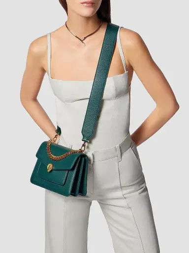 BVLGARI Women's Serpenti Maxi Chain Leather Shoulder Bag - Forest Emerald | Thumbnail 6