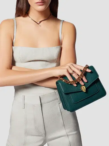 BVLGARI Women's Serpenti Maxi Chain Leather Shoulder Bag - Forest Emerald | Thumbnail 8