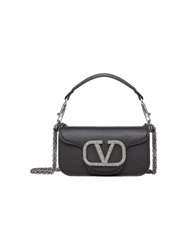 Valentino Garavani Women's Locò Small Shoulder Bag With Jewel Logo - Black | Thumbnail 1