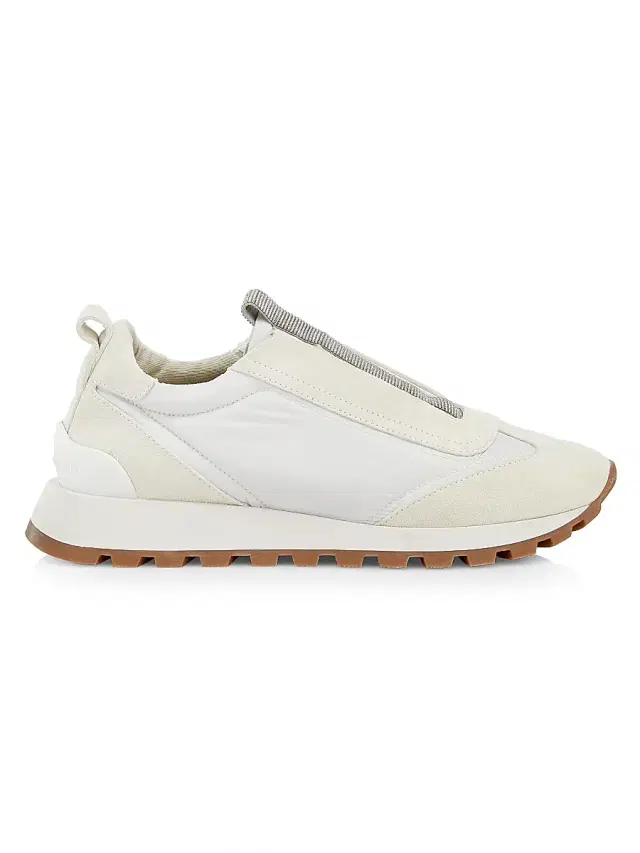 Brunello Cucinelli Women's Monili-Trim Platform Lug-Sole Sneakers - White