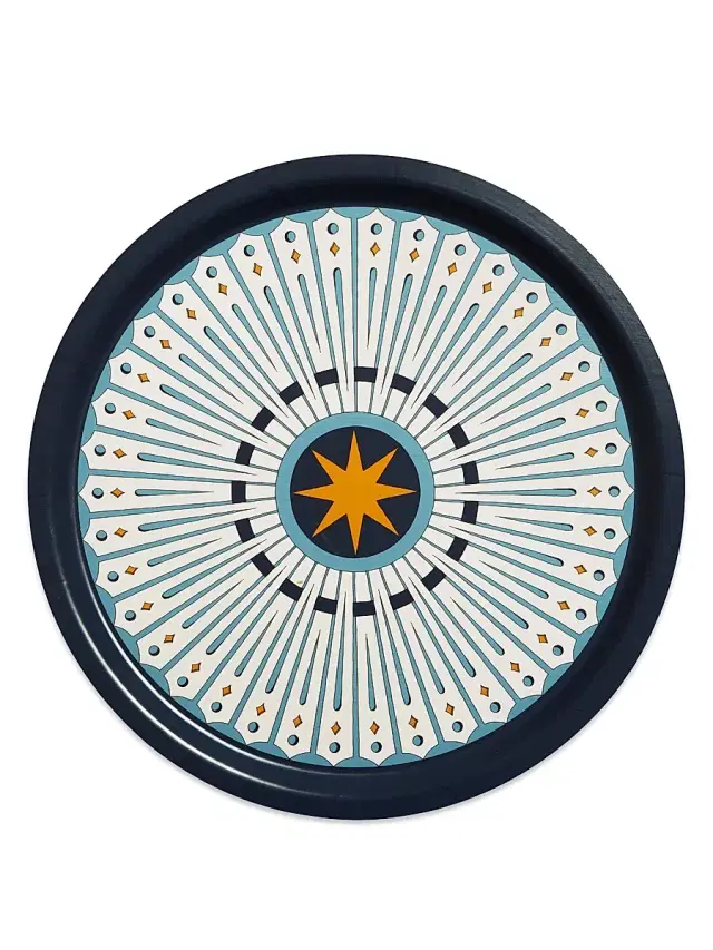 La DoubleJ Round Printed Tray - Feria Midnight Blue
