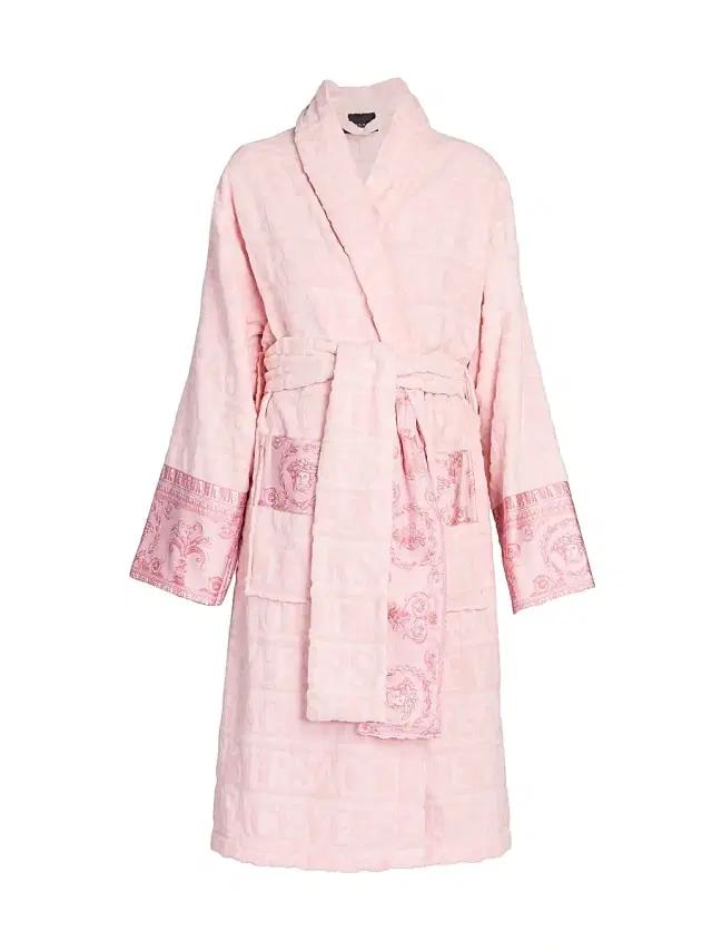 Women's Logo-Embossed Bathrobe - Pink