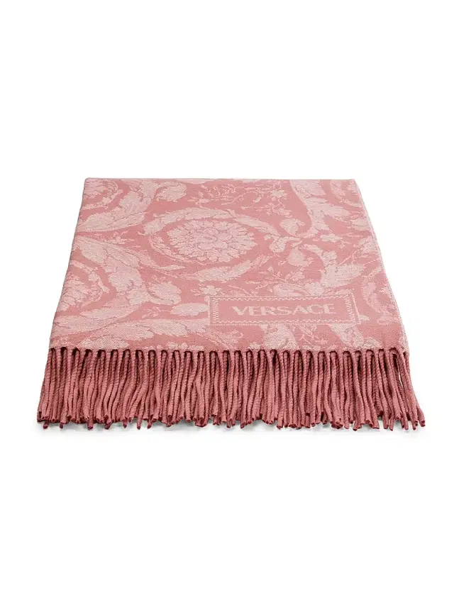 Versace Project Barocco Wool-Blend Blanket - Rose