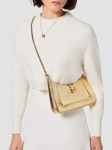 BVLGARI Women's Serpenti Metallic Python Shoulder Bag - Gold | Thumbnail 3