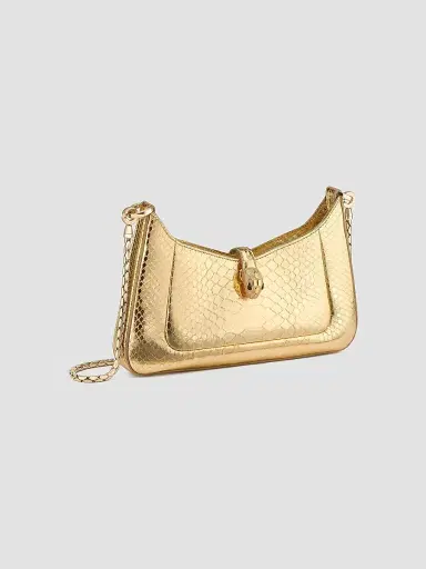 BVLGARI Women's Serpenti Metallic Python Shoulder Bag - Gold | Thumbnail 4