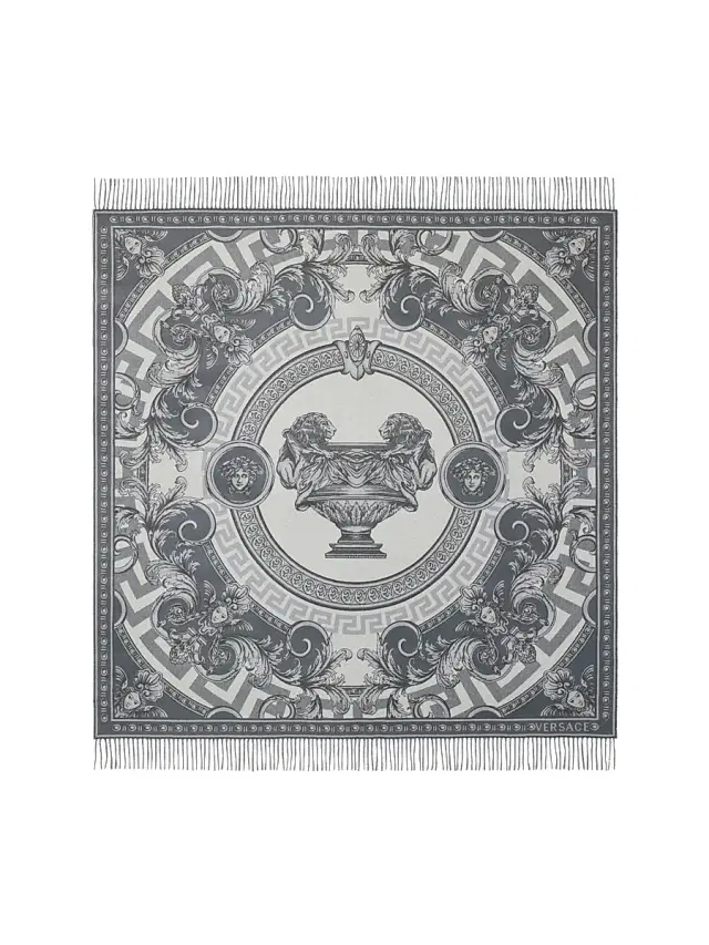 Versace La Coupe Des Dieux Plaid Blanket - Silver