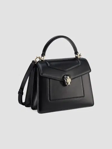BVLGARI Women's Serpenti Forever Leather Top Handle Bag - Black | Thumbnail 2