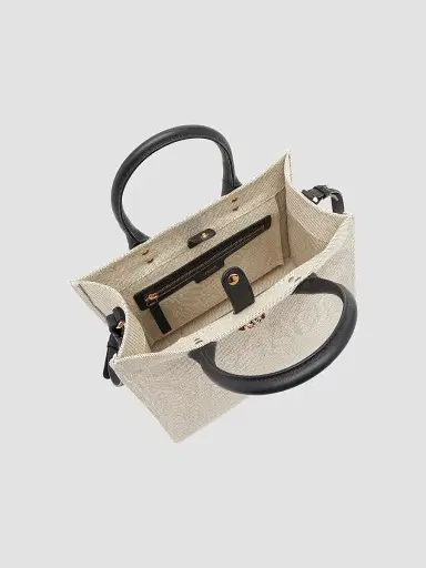 Versace Women's Small Canvas & Leather Tote Bag - Bianco | Thumbnail 4