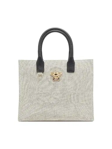 Versace Women's Small Canvas & Leather Tote Bag - Bianco | Thumbnail 1