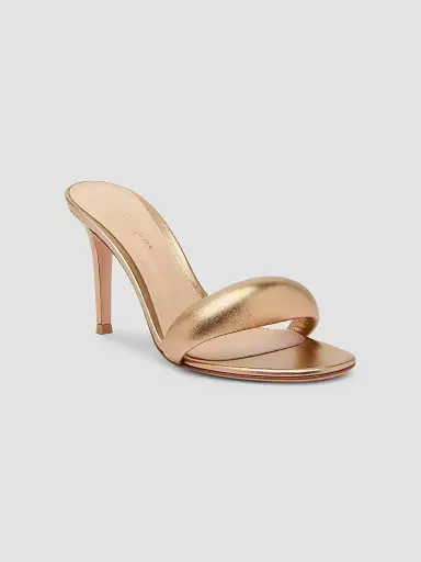 Gianvito Rossi Women's Bijoux 85MM Leather Mules - Gold - Size 11.5 | Thumbnail 2