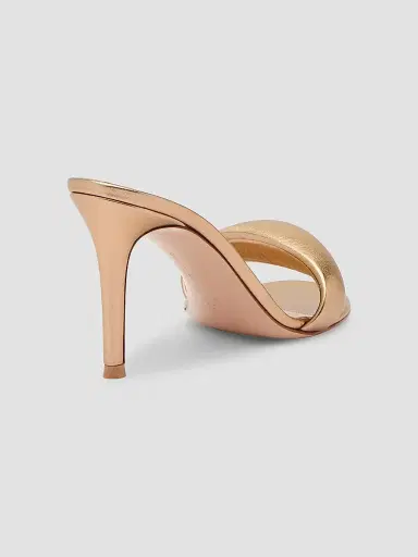 Gianvito Rossi Women's Bijoux 85MM Leather Mules - Gold - Size 11.5 | Thumbnail 3