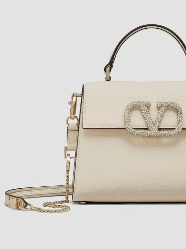 Valentino Garavani Women's Small VSling Top Handle Bag with Jewel Embroidery - Light Ivory Crystal | Thumbnail 6