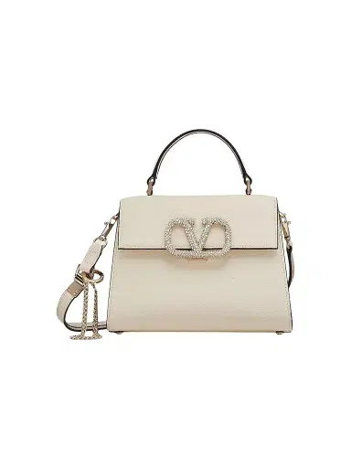 Valentino Garavani Women's Small VSling Top Handle Bag with Jewel Embroidery - Light Ivory Crystal | Thumbnail 1