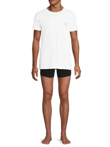 Versace Men's 2-Pack Topeka Bi-Stretch Cotton T-Shirt - White Black - Size Medium | Thumbnail 2