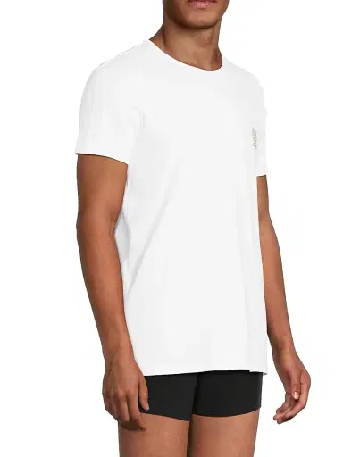 Versace Men's 2-Pack Topeka Bi-Stretch Cotton T-Shirt - White Black - Size Medium | Thumbnail 4