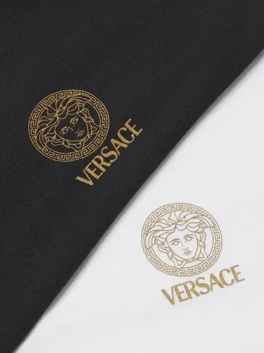 Versace Men's 2-Pack Topeka Bi-Stretch Cotton T-Shirt - White Black - Size Medium | Thumbnail 7