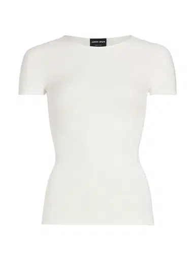 Giorgio Armani Women's Cap-Sleeve Knit Tee - Ivory - Size 14 | Thumbnail 1