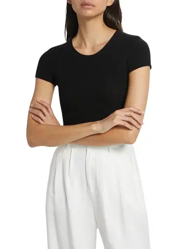 Giorgio Armani Women's Knit Cap Sleeve Tee - Black - Size 14 | Thumbnail 3