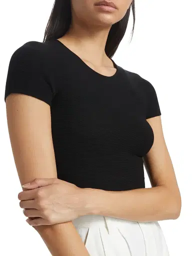 Giorgio Armani Women's Knit Cap Sleeve Tee - Black - Size 14 | Thumbnail 6
