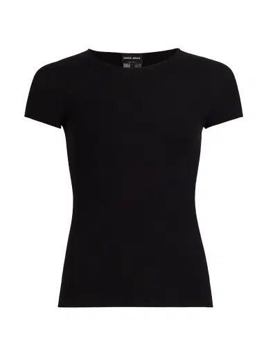 Giorgio Armani Women's Knit Cap Sleeve Tee - Black - Size 14 | Thumbnail 1