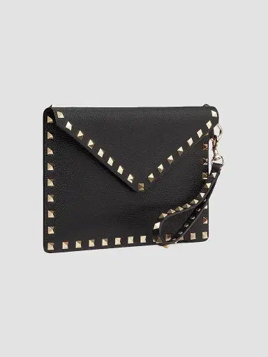 Valentino Garavani Women's Rockstud Grainy Calfskin Pouch - Black | Thumbnail 2