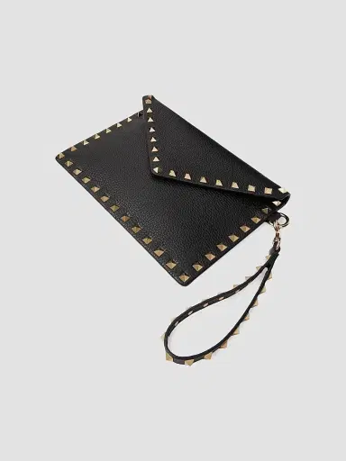 Valentino Garavani Women's Rockstud Grainy Calfskin Pouch - Black | Thumbnail 5