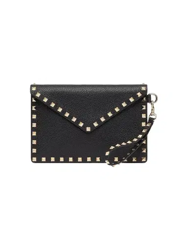 Valentino Garavani Women's Rockstud Grainy Calfskin Pouch - Black | Thumbnail 1