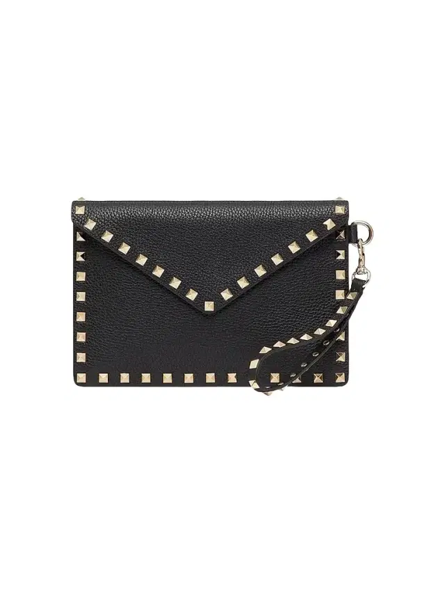 Valentino Garavani Women's Rockstud Grainy Calfskin Pouch - Black