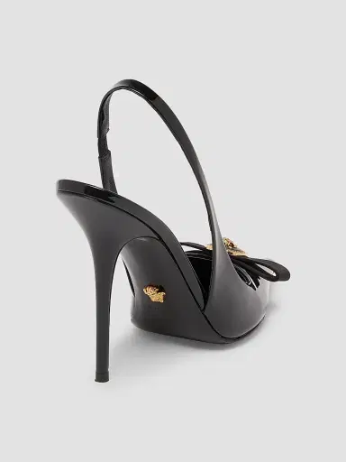 Versace Women's 110MM Patent Leather Slingback Pumps - Black - Size 11 | Thumbnail 3