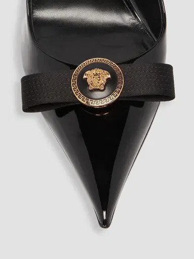 Versace Women's 110MM Patent Leather Slingback Pumps - Black - Size 11 | Thumbnail 4