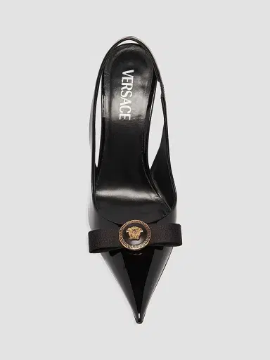 Versace Women's 110MM Patent Leather Slingback Pumps - Black - Size 11 | Thumbnail 5