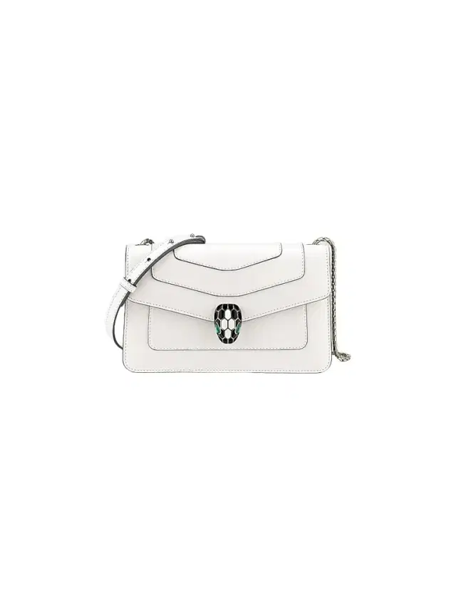 BVLGARI Women's Serpenti Leather Crossbody Bag - White Agate