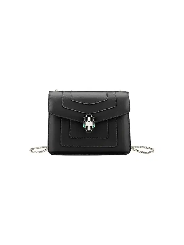 BVLGARI Women's  Serpenti Leather Crossbody Bag - Black