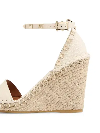 Valentino Garavani Women's Double Rockstud Grainy Calfskin Wedges 105MM - Light Ivory - Size 12 | Thumbnail 6 Valentino Garavani Women's Double Rockstud Grainy Calfskin Wedges 105MM - Light Ivory - Size 12 | Thumbnail 6