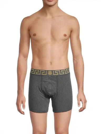 Versace Men's Greca Waistband Jersey Trunks - Grey Gold - Size XL | Thumbnail 3 Versace Men's Greca Waistband Jersey Trunks - Grey Gold - Size XL | Thumbnail 3