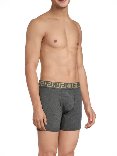 Versace Men's Greca Waistband Jersey Trunks - Grey Gold - Size XL | Thumbnail 4 Versace Men's Greca Waistband Jersey Trunks - Grey Gold - Size XL | Thumbnail 4