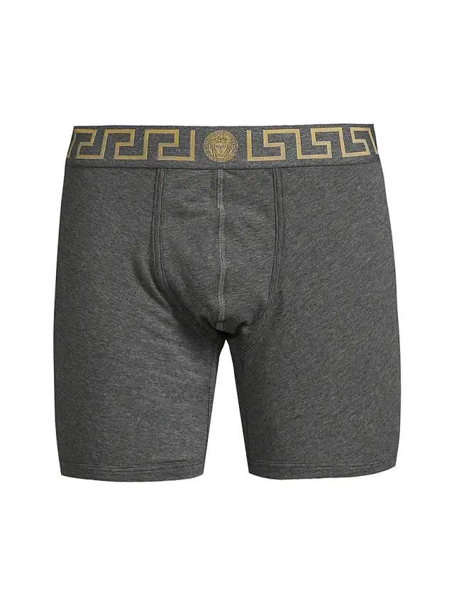 Men's Greca Waistband Jersey Trunks - Grey Gold