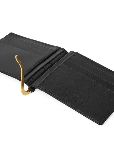 Versace Men's Bifold Leather Money Clip - Black Gold | Thumbnail 3