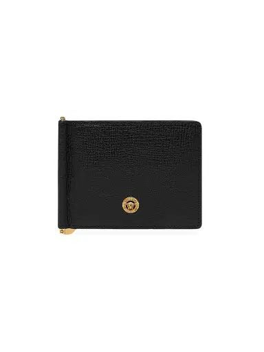 Versace Men's Bifold Leather Money Clip - Black Gold | Thumbnail 1
