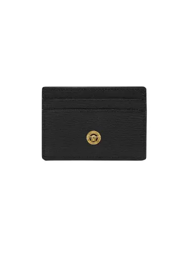 Versace Men's Leather Card Case - Black Gold | Thumbnail 1 Versace Men's Leather Card Case - Black Gold | Thumbnail 1