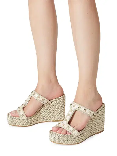 Valentino Garavani Women's Rockstud Wedges In Calfskin - Light | Thumbnail 6 Valentino Garavani Women's Rockstud Wedges In Calfskin - Light | Thumbnail 6