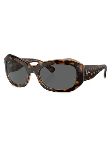 Ray-Ban Women's Beate Pillow 56MM Wrap Sunglasses - Dark Havana Blue | Thumbnail 1