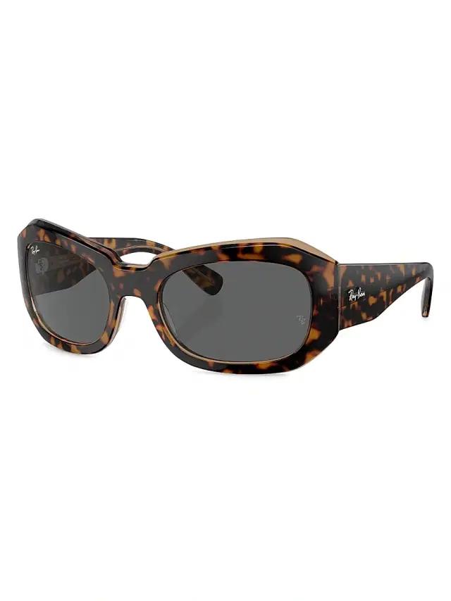 Ray-Ban Women's Beate Pillow 56MM Wrap Sunglasses - Dark Havana Blue